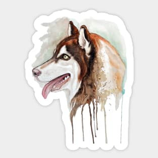 Brown Husky Profile Portrait Sticker